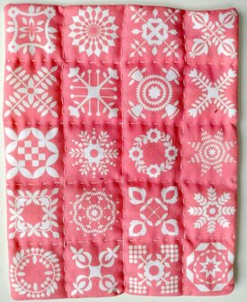 Miniatuur Quilt Sampler Rood met wit 