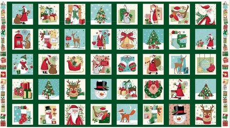 040-1 Wishes Squares Christmas panel