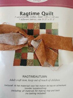 Quiltpakket Ragtime Flanellen Quilt  oranje-ecru-zwart-groen