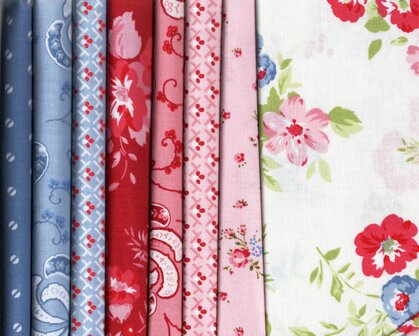 8FatQuarters Hollyhocks &amp; Roses by Bunny Hill