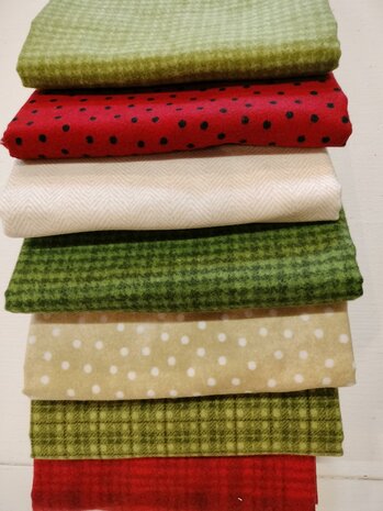 Quiltkit Ragtime Flannel Quilt red-green-offwhite-beige